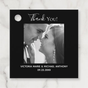 上品エレガントな白黒写真結婚の皆様 フェイバータグ