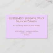 上品エレガントな紫の薄紫カスタム写真ガーデニング 名刺 (裏面)