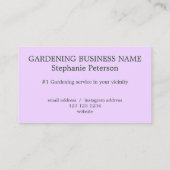 上品エレガントな紫の薄紫カスタム写真ガーデニング 名刺 (裏面)