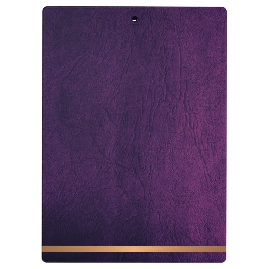 上品エレガントな紫色の革金ゴールドモノグラムの クリップボード (裏面)