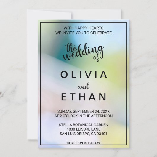 上品エレガントな緑の《写真》ぼけ味ラ結婚イトのInvitati 招待状 (正面)