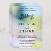 上品エレガントな緑の《写真》ぼけ味ラ結婚イトのInvitati 招待状 (正面/裏面)