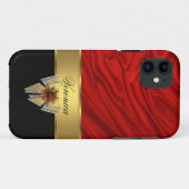 上品エレガントな赤金ゴールドブラックシルクルック Case-Mate iPhoneケース (裏面(横))