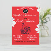 上品エレガントな赤黒白50誕生日 招待状 (スタンド正面)