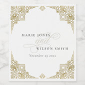 上品エレガントな金ゴールド華美結婚アールデコ ワインラベル (シングルラベル)