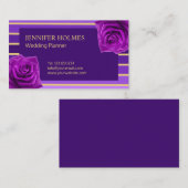 上品パープル金ゴールドストライプバラ名刺 名刺 (正面/裏面)