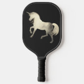 上品フェミニンな黒銀ユニコーンパーソナライズされた ピックルボールラケット (裏面)