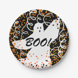 上品ペーパーPLATE_BOO! _FUNのハロウィンの幽霊 ペーパープレート