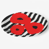 上品ペーパーPLATE_MODの赤いケシはの縞で飾ります ペーパープレート (アングル)