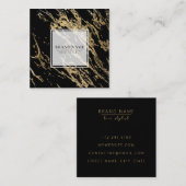 上品モダンなシックな黒金ゴールド大理石広場 スクエア名刺 (正面/裏面)