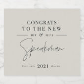 上品モダンなタイポグラフィミセスの結婚チャンパ スパークリングワインラベル (シングルラベル)