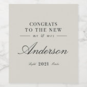 上品モダンなタイポグラフィミセスの結婚チャンパ ワインラベル (シングルラベル)