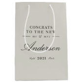 上品モダンなタイポグラフィミセス結婚ズ ミディアムペーパーバッグ (正面)