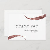 上品モダンなミニマルバラ金ゴールドグリッター サンキューカード (正面/裏面)