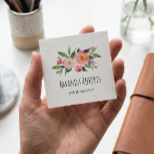 上品モダンな水彩フローラパーソナライズされた スクエア名刺