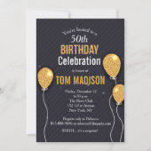 上品モダンな男性の任意の年齢誕生日 招待状 (正面)
