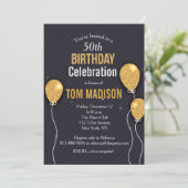 上品モダンな男性の任意の年齢誕生日 招待状 (スタンド正面)