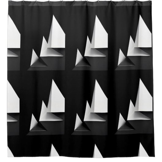 上品モダンな白黒シャワーカーテン シャワーカーテン (正面)