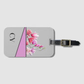 上品モノグラムのな"ピンクス"植物荷札 ラゲッジタグ (正面横)