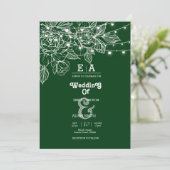 上品ユニークなエメラルド結婚グリーン 招待状 (スタンド正面)