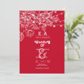 上品ユニークな深いレッド結婚ズ 招待状 (スタンド正面)
