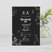 上品ユニークな白黒結婚の 招待状 (スタンド正面)