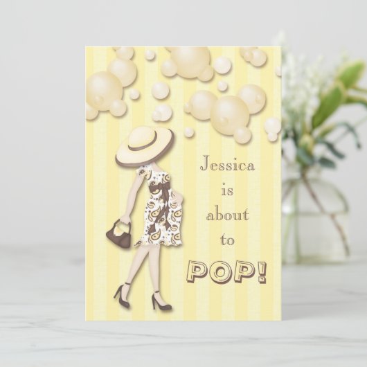 上品彼女は中立ベビーシャワーをぽんと鳴らすことを約あります 招待状 (スタンド正面)