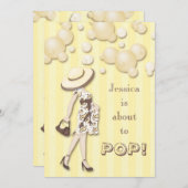 上品彼女は中立ベビーシャワーをぽんと鳴らすことを約あります 招待状 (正面/裏面)