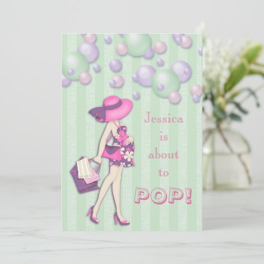 上品彼女は女の子のベビーシャワーをぽんと鳴らすことを約あります 招待状 (スタンド正面)