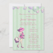 上品彼女は女の子のベビーシャワーをぽんと鳴らすことを約あります 招待状 (裏面)