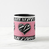 上品私のハートのピンクのシマウマのプリントのマグ マグカップ (中央)