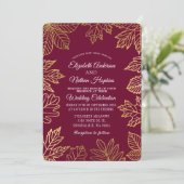 上品素朴な金ゴールドクランベリー紅葉結婚ズ 招待状 (スタンド正面)