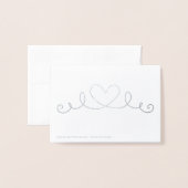 上品考えなシックなハート 箔カード (裏面封筒付き)