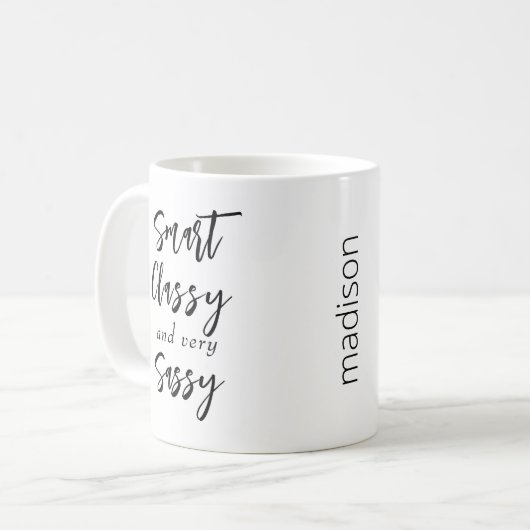 "上品頭が切れるで非常に厚い"かわいい引用文マグカップ コーヒーマグカップ (正面左)