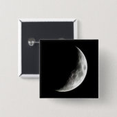 上弦の月の月の惑星の地球 缶バッジ (正面&裏面)