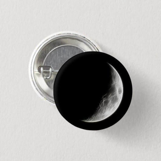 上弦の月の月の惑星の地球 缶バッジ (正面&裏面)