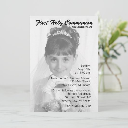 上敷の写真の最初聖餐の招待状 招待状 (スタンド正面)