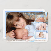 上敷の3写真の男の子の誕生の発表 案内状 (正面/裏面)