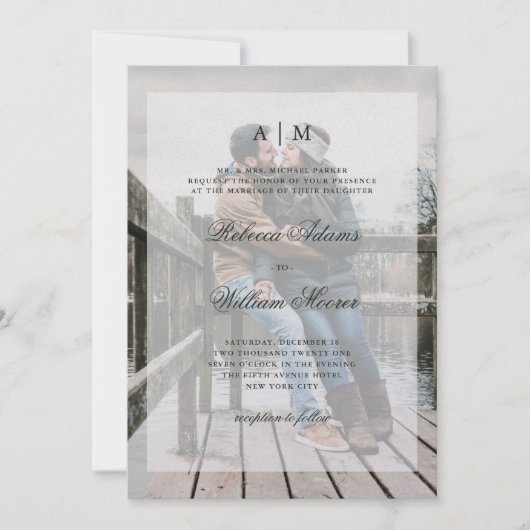 上敷を持つ冬の森林|写真の招待状 招待状 (正面)