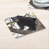 上昇のツキノワグマ スクエアペーパーコースター (アングル)