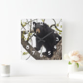 上昇のツキノワグマ スクエア壁時計 (ホーム)