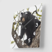 上昇のツキノワグマ スクエア壁時計 (傾斜)