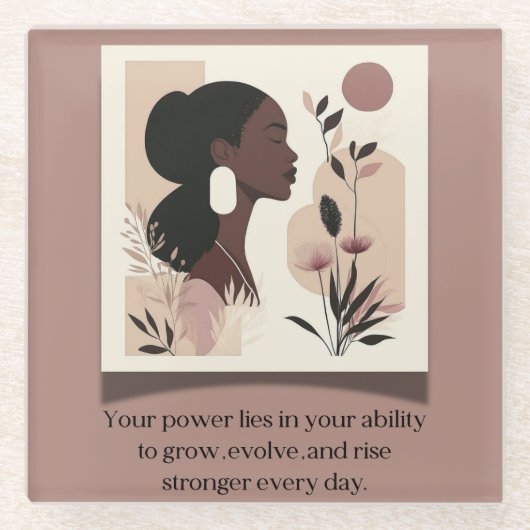 上昇の強いテーマ ガラスコースター (正面)