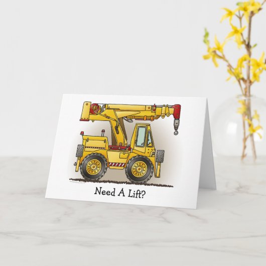 上昇クレーントラックのメッセージカードを必要として下さい カード (黄色い花)