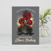 上昇バラ-エレガントフローラ誕生日 招待状 (スタンド正面)