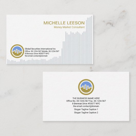 上昇先物共有グラフ財務ストックブローカー 名刺 (正面/裏面)
