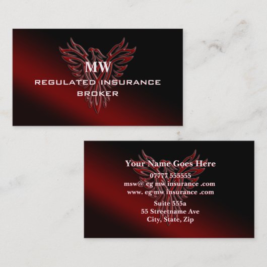 上昇調整された保険仲介人、フェニックスの 名刺 (正面/裏面)