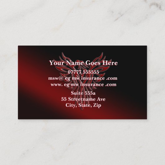 上昇調整された保険仲介人、フェニックスの 名刺 (裏面)