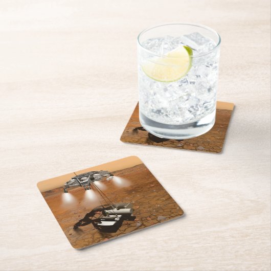 上昇車両離れの火星。 スクエアペーパーコースター (インサイチュ)