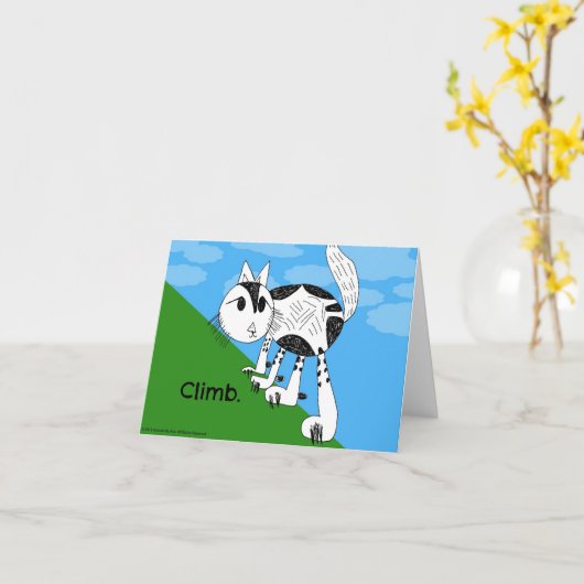 上昇! かわいい子猫Notecard カード (黄色い花)